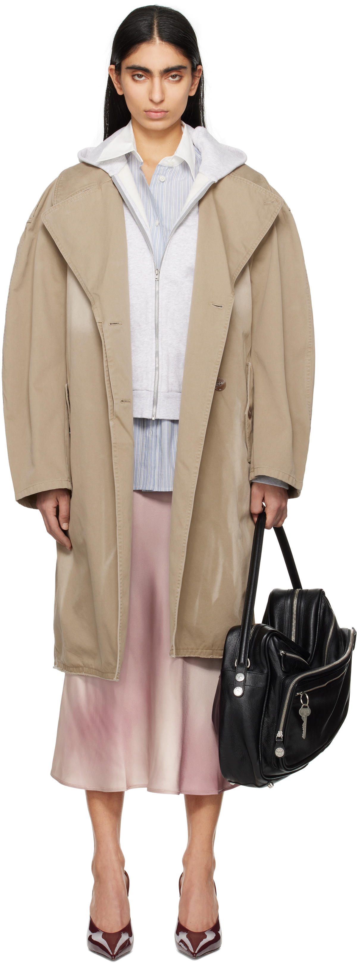 Acne Studios Gray Belted Trench Coat Acne Studios