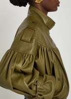 Chloe Cropped Leather Jacket Khaki