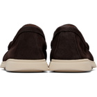 BOSS Brown Embossed Logo Suede Loafers