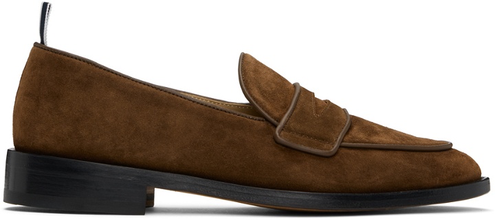 Photo: Thom Browne Brown Calf Suede Varsity Penny Loafers