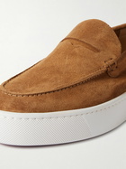 Christian Louboutin - Paqueboat Suede Penny Loafers - Brown