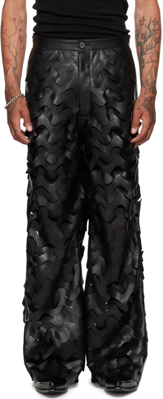 Photo: LU'U DAN Black Laser Cut Faux-Leather Pants