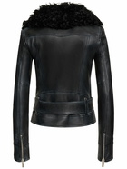 BLUMARINE - Belted Leather Jacket W/ Fur Collar