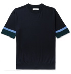 Mr P. - Striped Merino Wool T-Shirt - Navy