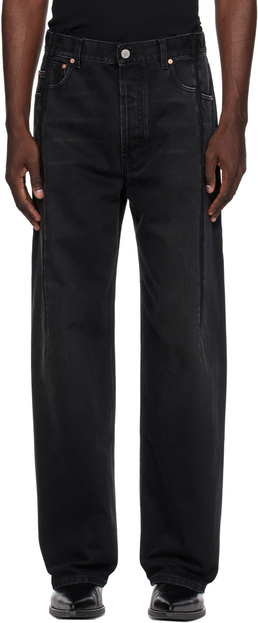 VETEMENTS Black Pinched Cut-Up Jeans
