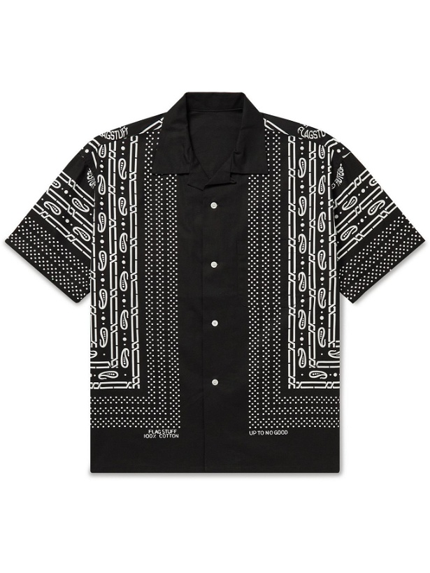 Photo: Flagstuff - Convertible-Collar Bandana-Print Cotton-Poplin Shirt - Black