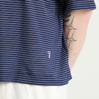 AMI Paris Men's Striped Boxy Fit Polo With Ami De Coeur Patch in Encre/Blanc
