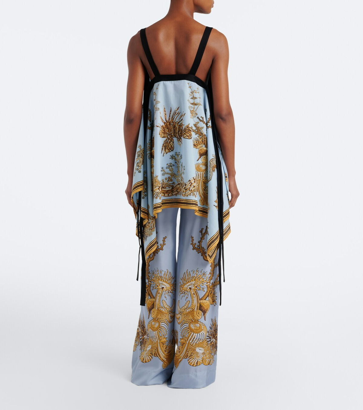 La DoubleJ Printed asymmetric cotton top