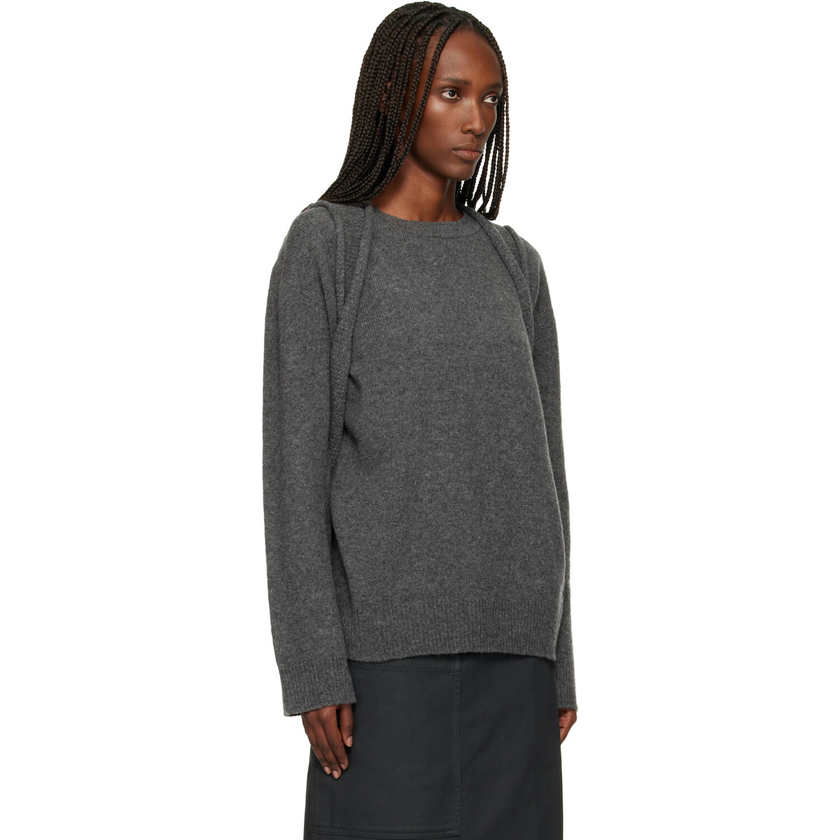 ISSEY MIYAKE Gray Backpack Knit Sweater