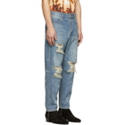 Balmain Blue Ripped Straight-Fit Jeans