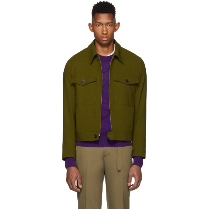 AMI Alexandre Mattiussi Green Virgin Blouson Shirt Jacket AMI