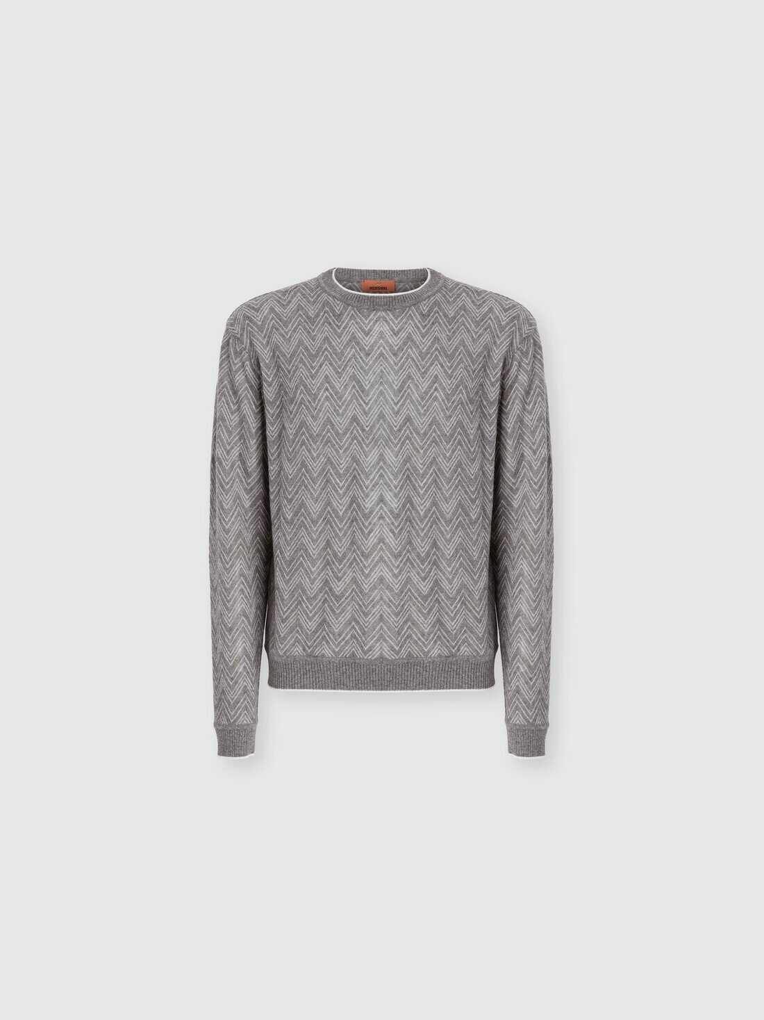 Missoni - Crew-neck cashmere pullover with zigzag pattern, Men, Grey