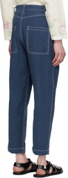 HARAGO Blue Double Stitch Trousers