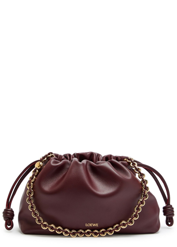 Photo: Loewe Flamenco Medium Leather Clutch - Burgundy - One Size