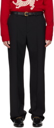 Valentino Black Creased Virgin Wool Trousers
