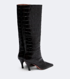Amina Muaddi Mona croc-effect leather knee-high boots