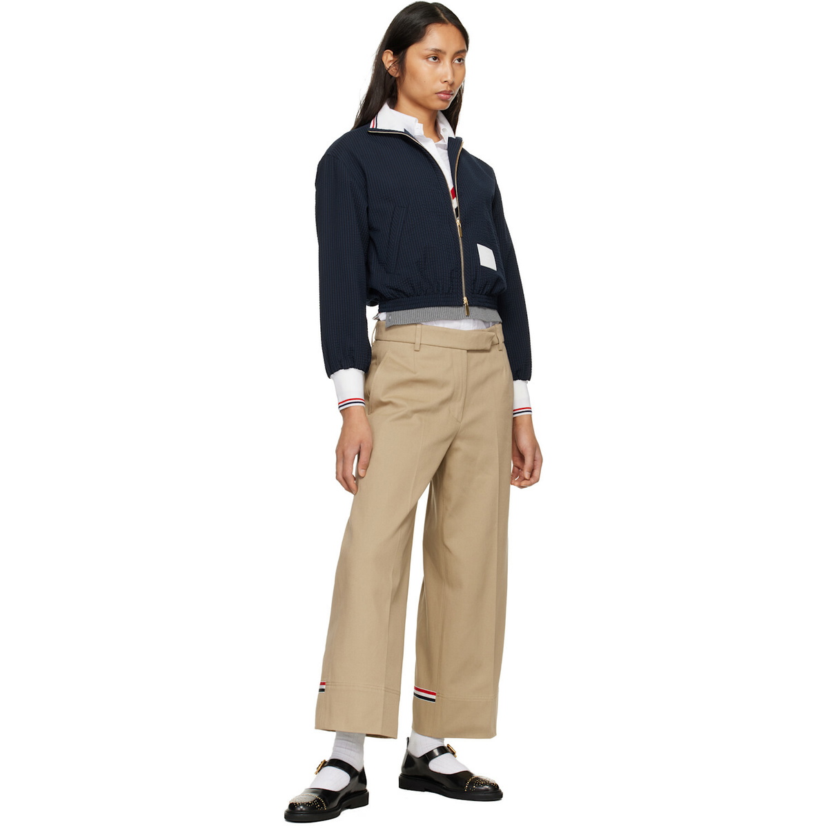 Thom Browne Khaki Cotton Gabardine Chino Trousers