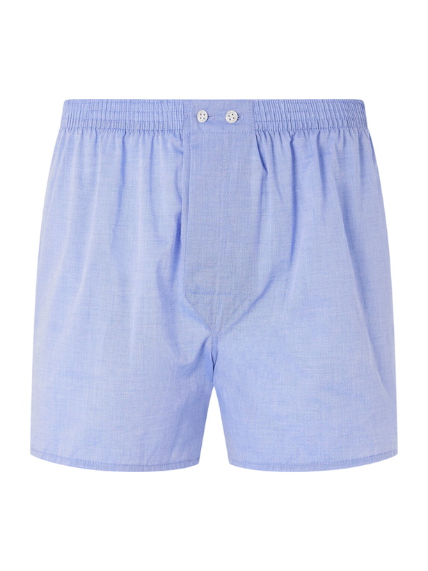 Photo: Derek Rose - Amalfi Cotton Boxer Shorts - Blue