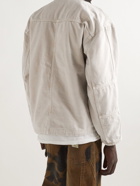 Stussy - Corduroy-Trimmed Logo-Appliquéd Cotton-Canvas Jacket - Neutrals