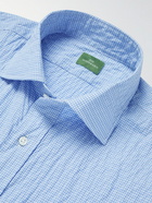 Sid Mashburn - Marquez Spread-Collar Gingham Cotton-Blend Seersucker Shirt - Blue