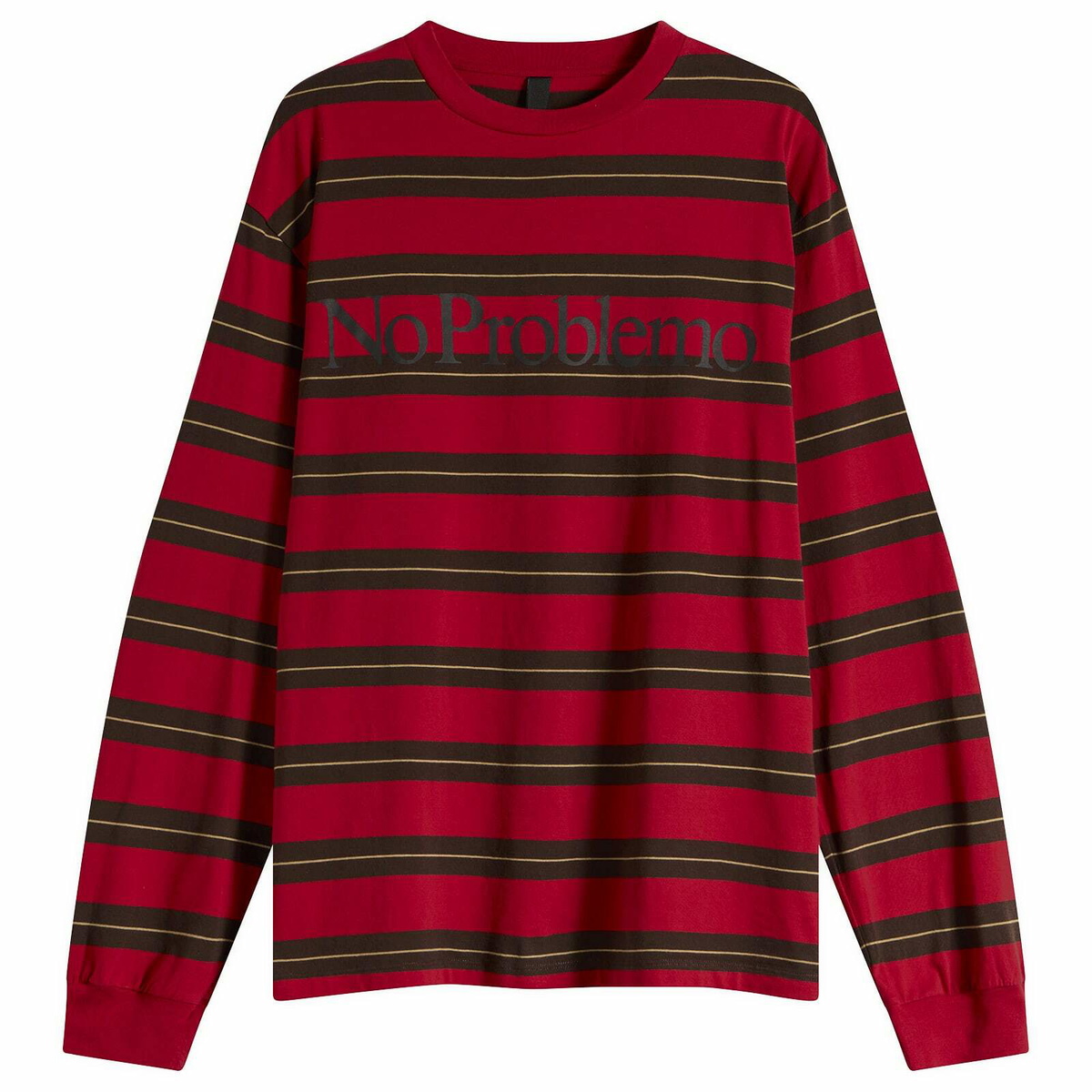 No Problemo Men's Striped LS T-Shirt in Red