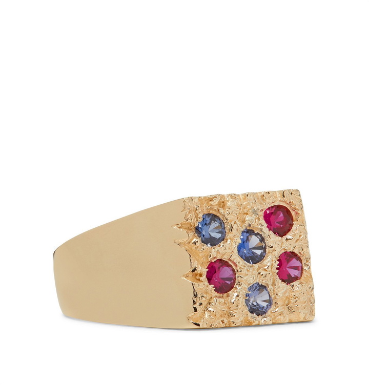 Photo: Bleue Burnham - Grand Rose Garden 9-Karat Gold Sapphire Signet Ring - Gold