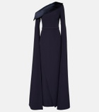 Safiyaa Rinoa caped crépe gown