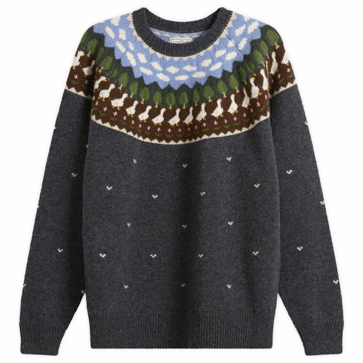 Photo: Unlikely Dry Goods Men's Fair Isle Duck Knit Sweater in Charcoal Gray