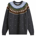 Unlikely Dry Goods Men's Fair Isle Duck Knit Sweater in Charcoal Gray
