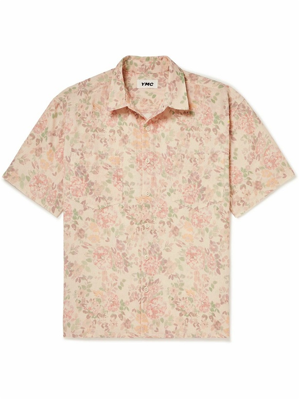 Photo: YMC - Mitchum Floral-Print Cotton and Linen-Blend Shirt - Pink