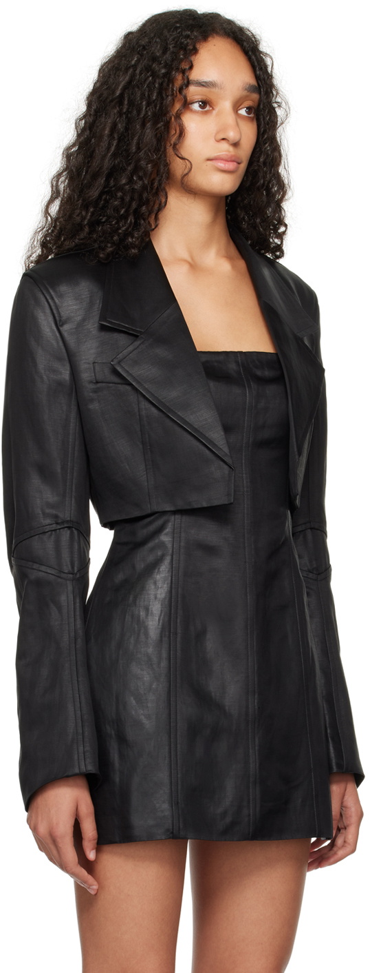 Alexander Wang Cropped Tuxedo Style Blazer With Pointed Hem Woven Tops 300043391blk