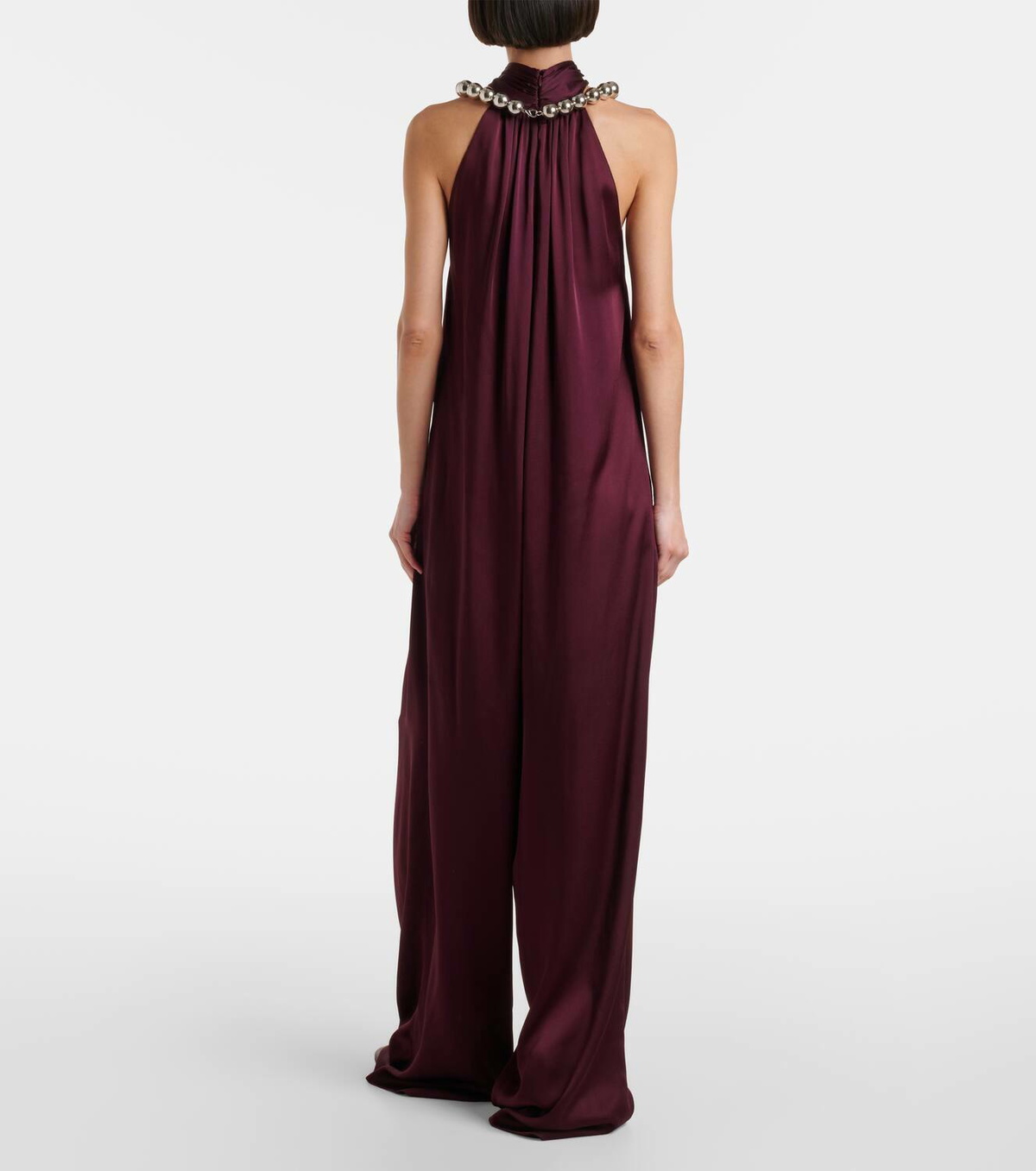 Stella McCartney Embellished halterneck satin jumpsuit
