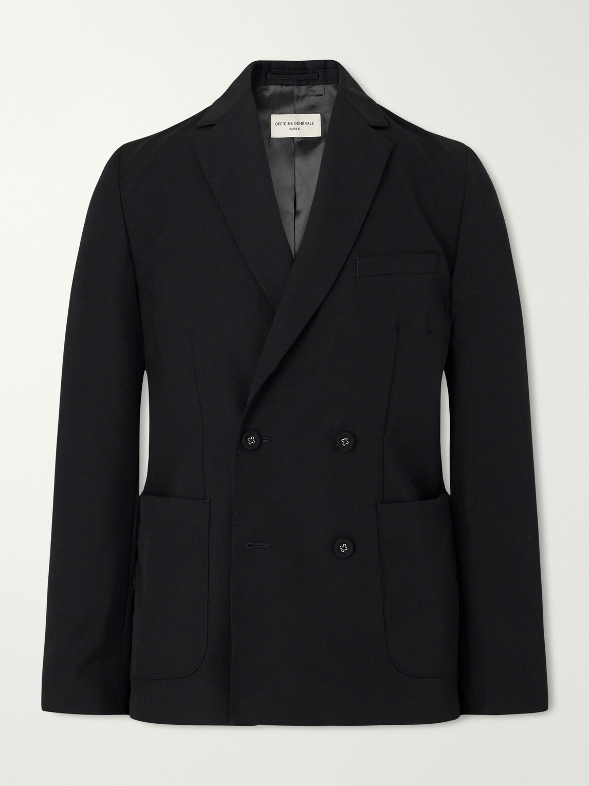 Officine Générale - Leon Double-Breasted Virgin Wool-Twill Suit Jacket - Black