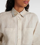 Brunello Cucinelli Embellished linen shirt