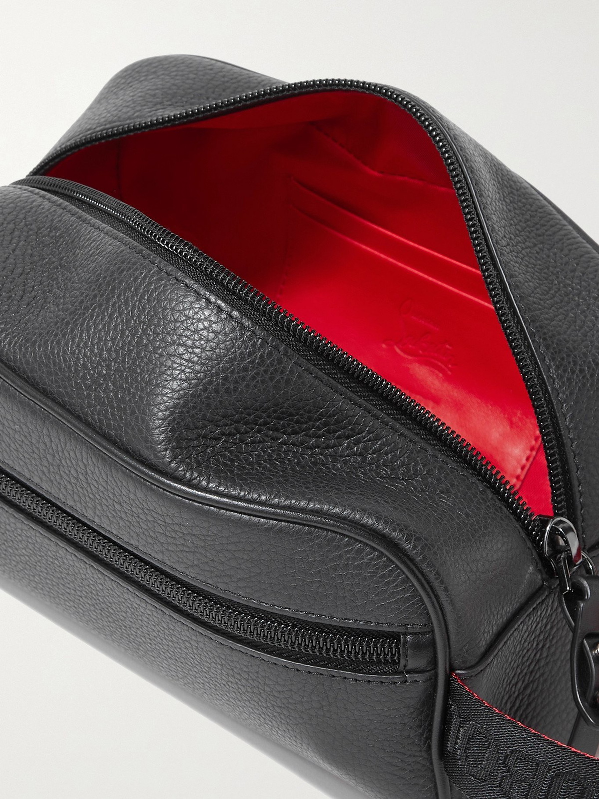 CHRISTIAN LOUBOUTIN Studded Full-Grain Leather Wash Bag for Men