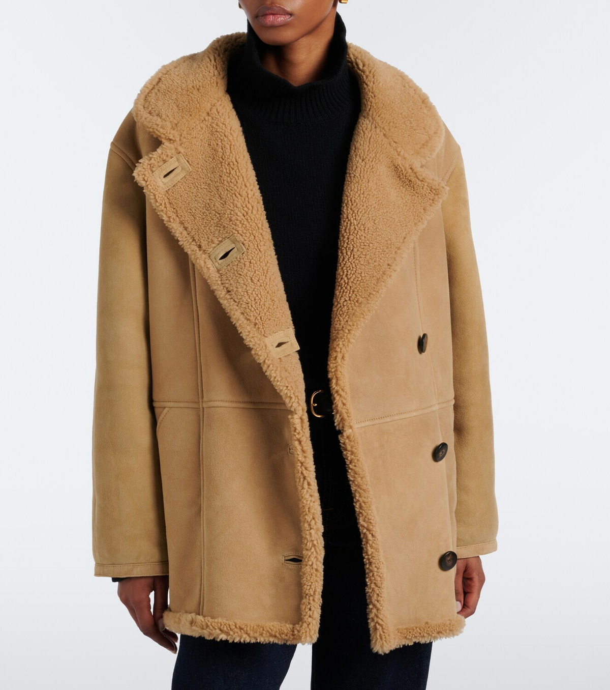 Veronica Beard Lavington shearling-lined suede coat