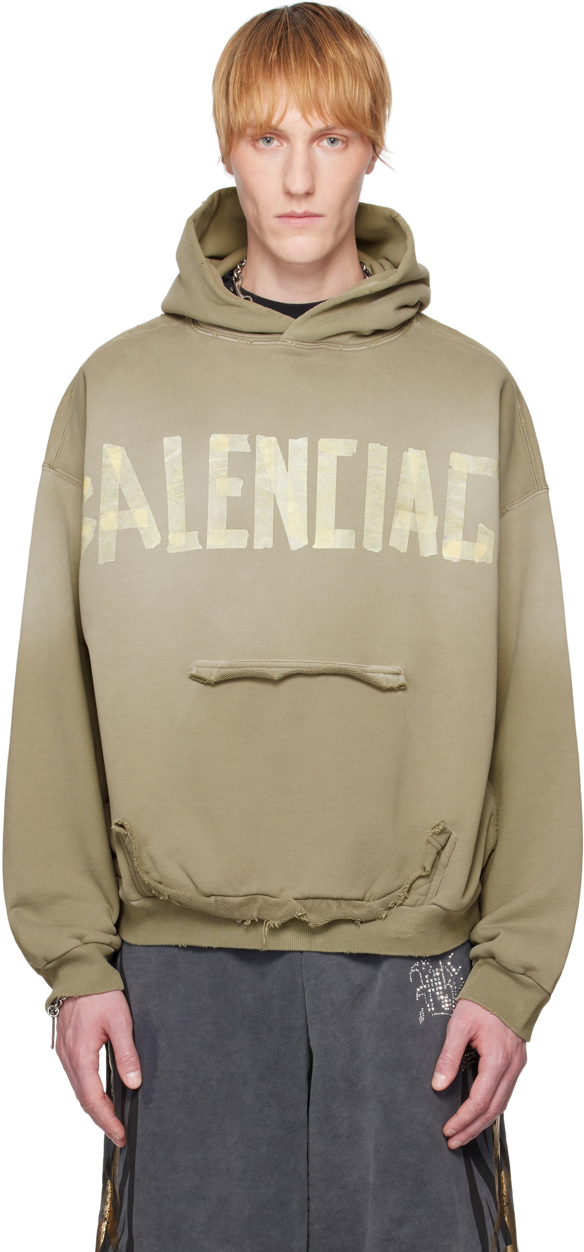 送料込+BALENCIAGA+Tape Type Ripped Pocket Hoodie Balenciaga New Tape Type TR Ripped Pocket Hoodie | Saks
