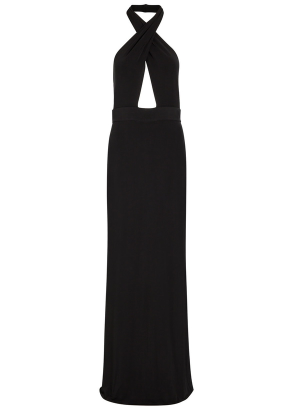Photo: Nili Lotan Lita Halterneck Stretch-jersey Gown Black