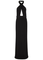 Nili Lotan Lita Halterneck Stretch-jersey Gown Black