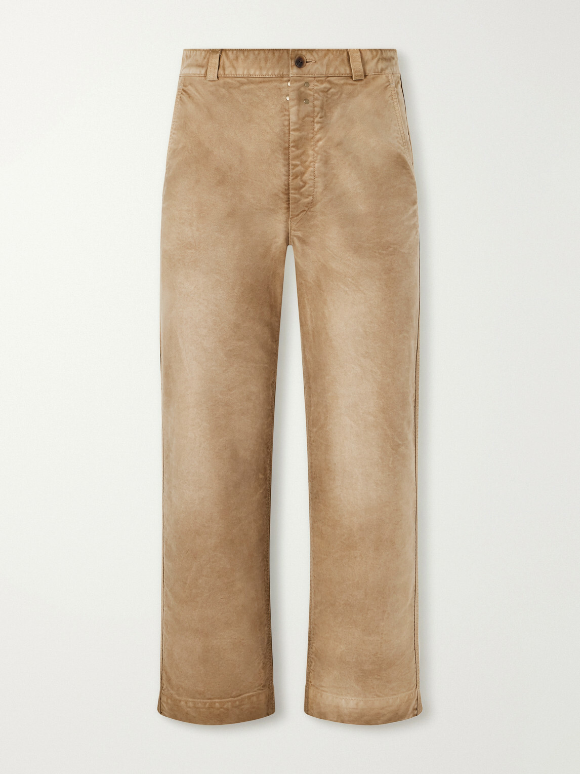 Auralee - Straight-Leg Garment-Dyed Cotton-Moleskin Trousers - Brown