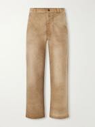 Auralee - Straight-Leg Garment-Dyed Cotton-Moleskin Trousers - Brown
