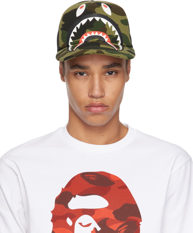 Photo: BAPE Green & Black 1st Camo Shark Mesh Cap