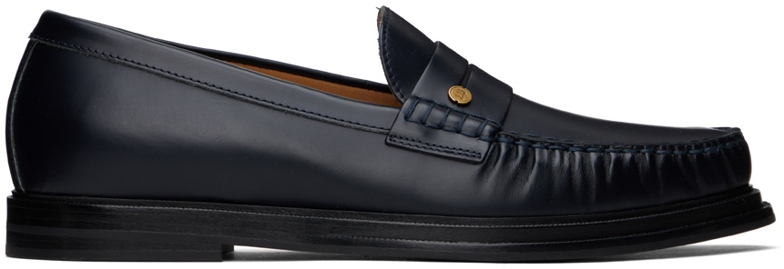 Photo: Dunhill Navy Rivet Loafers