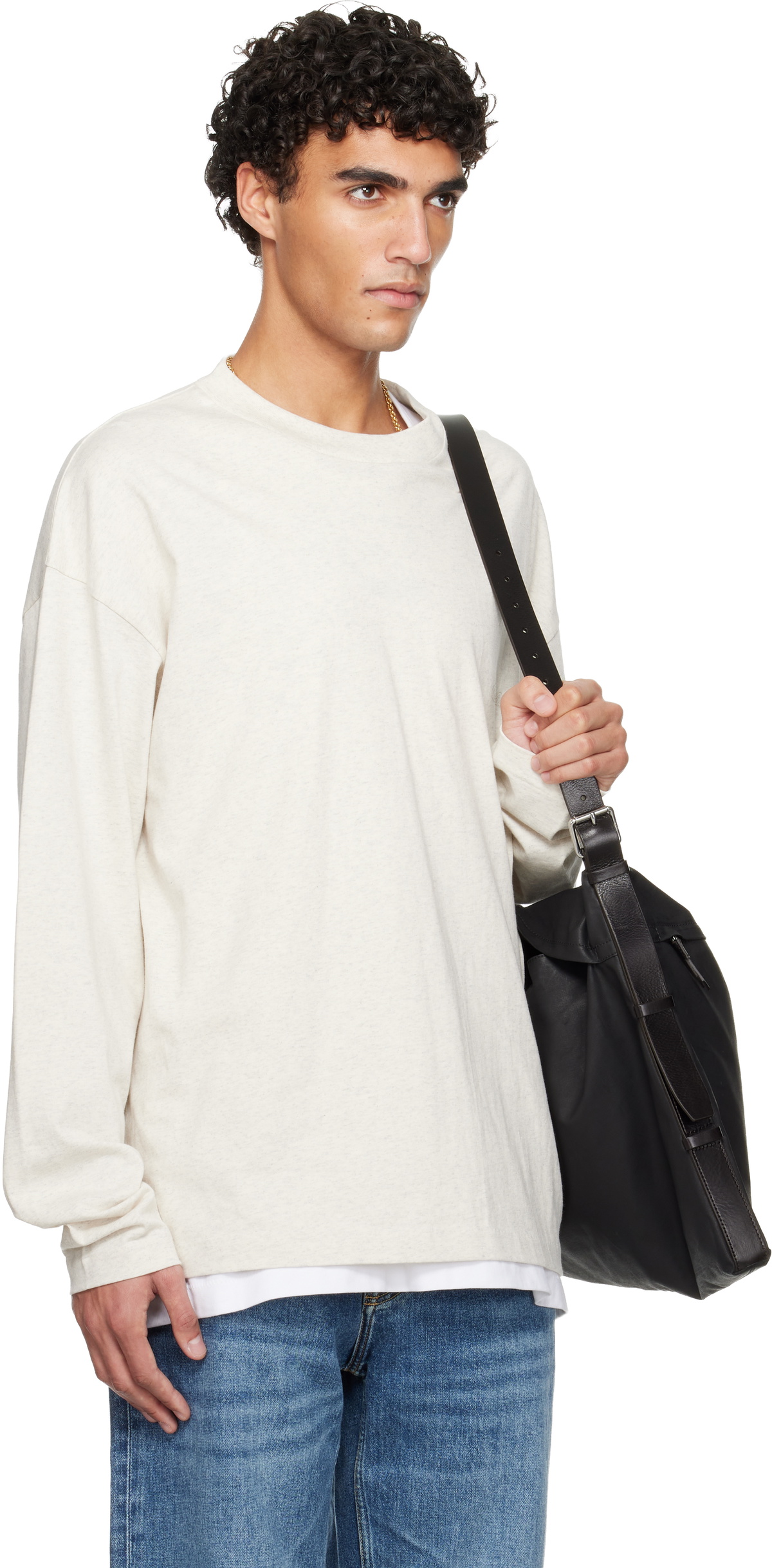 Fear of God ESSENTIALS Off-White Holiday Embroidered Classic Long Sleeve T-shirt