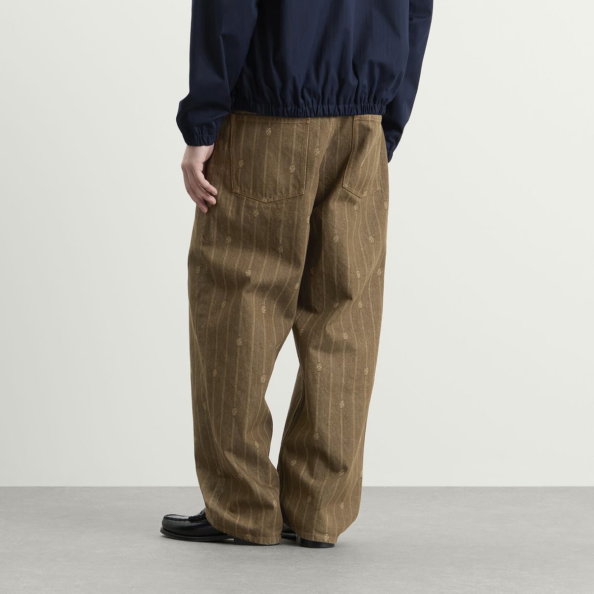 Drôle de Monsieur Men's Monogram Baggy Jeans in Brown