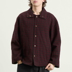 Maison Margiela Men's Reversible Short Parka Jacket in Military/Burgundy Check