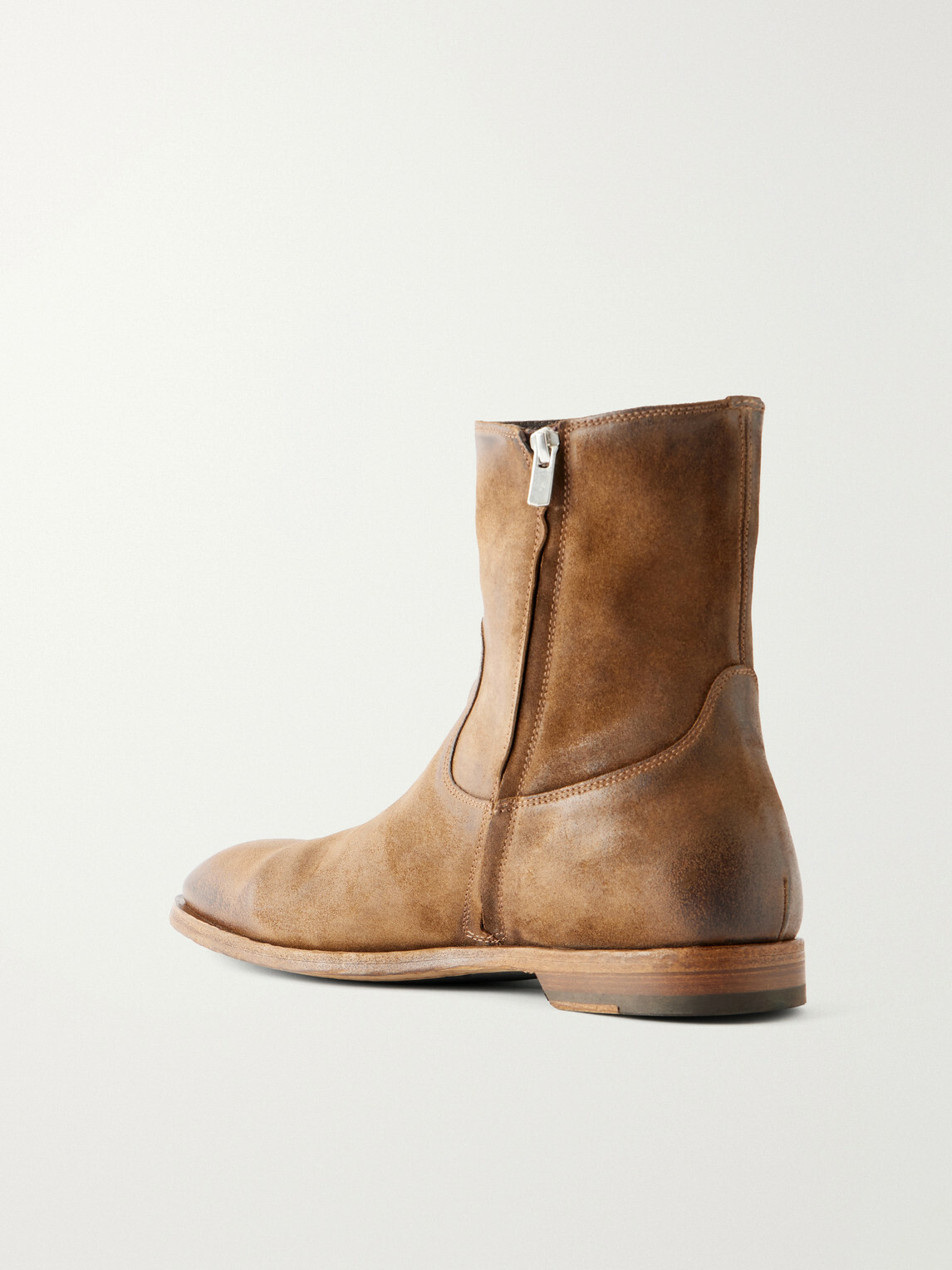 Officine Creative - Waxed-Suede Biker Boots - Brown