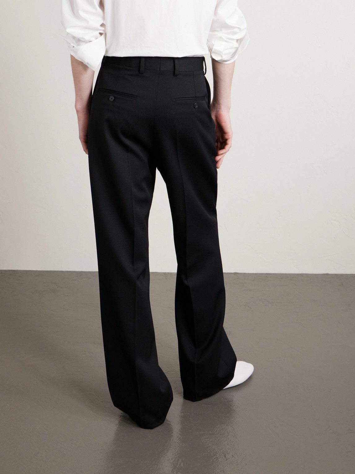 CELINE - Jazz Wide-Leg Pleated Wool-Twill Trousers - Black
