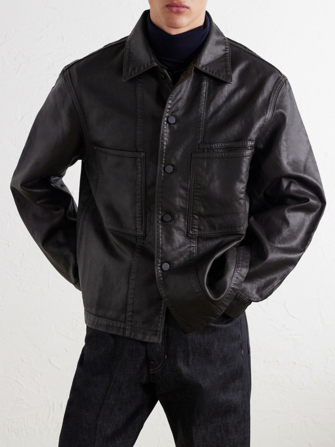 LEMAIRE - Coated Cotton-Twill Overshirt - Black