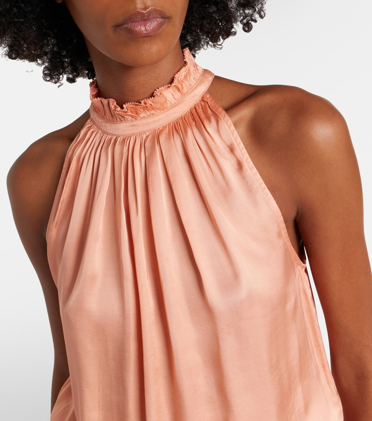Poupette St Barth Silvia belted lace-trimmed satin romper